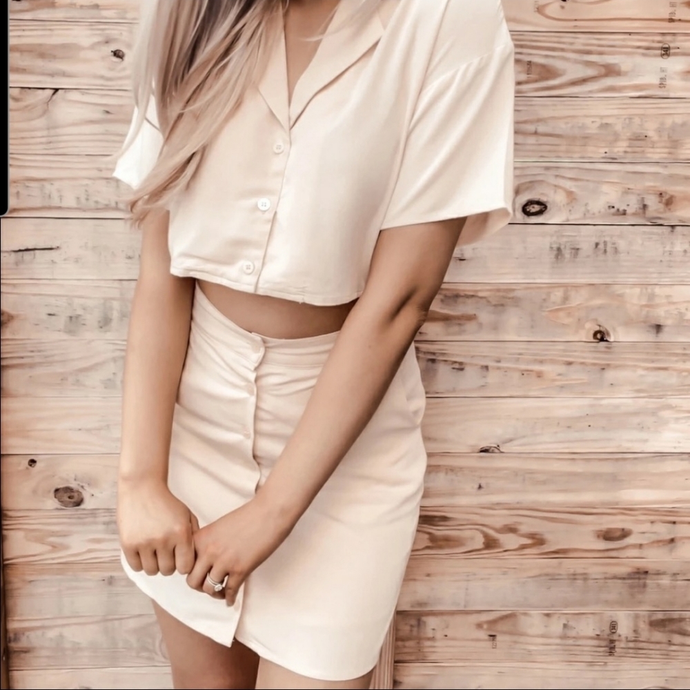 NWT Le Lis Ivory Fresh Focus Cut Out Collared Dress